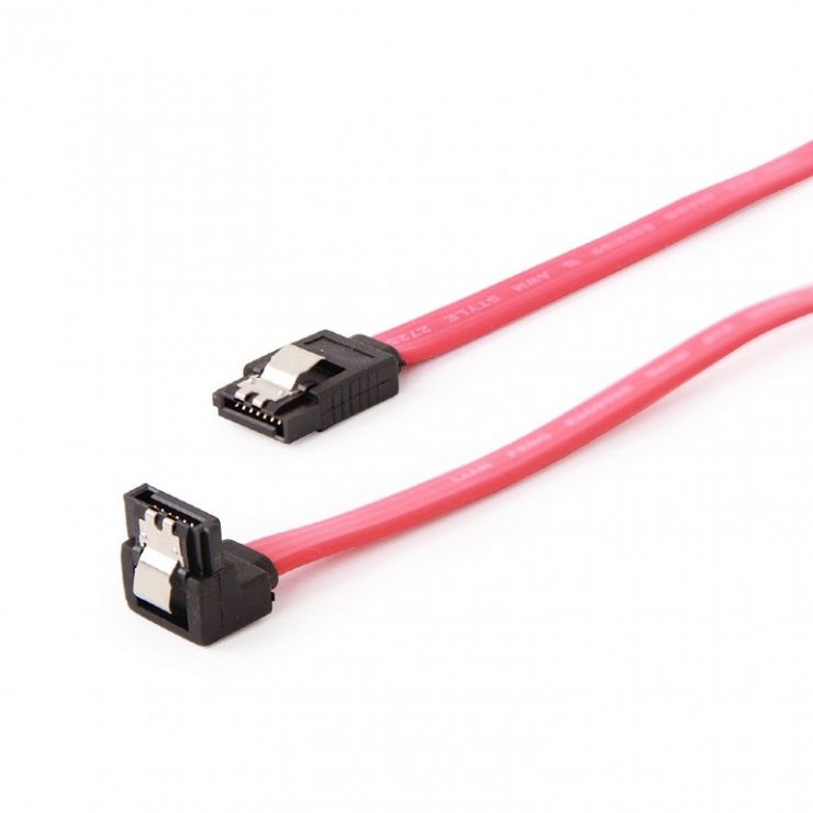 Cablu de date SATA III drept/unghi 50cm Rosu, Gembird CC-SATAM-DATA90 conectica.ro imagine noua 2022